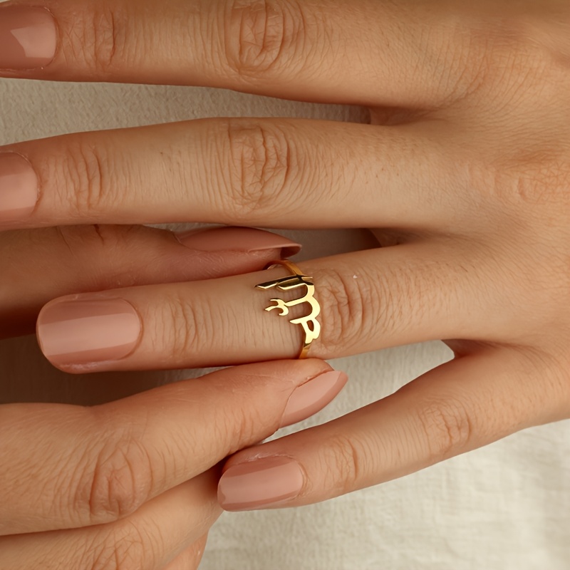 Custom Arabic Name Ring, Stainless Steel, Open Design